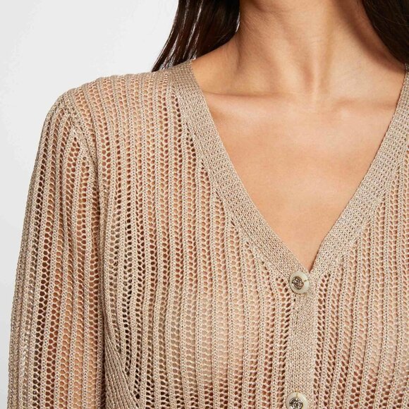 Morgan de Toi - NWT Openwork long-sleeved cardigan gold yellow women in  Medium - Picture 4 of 9